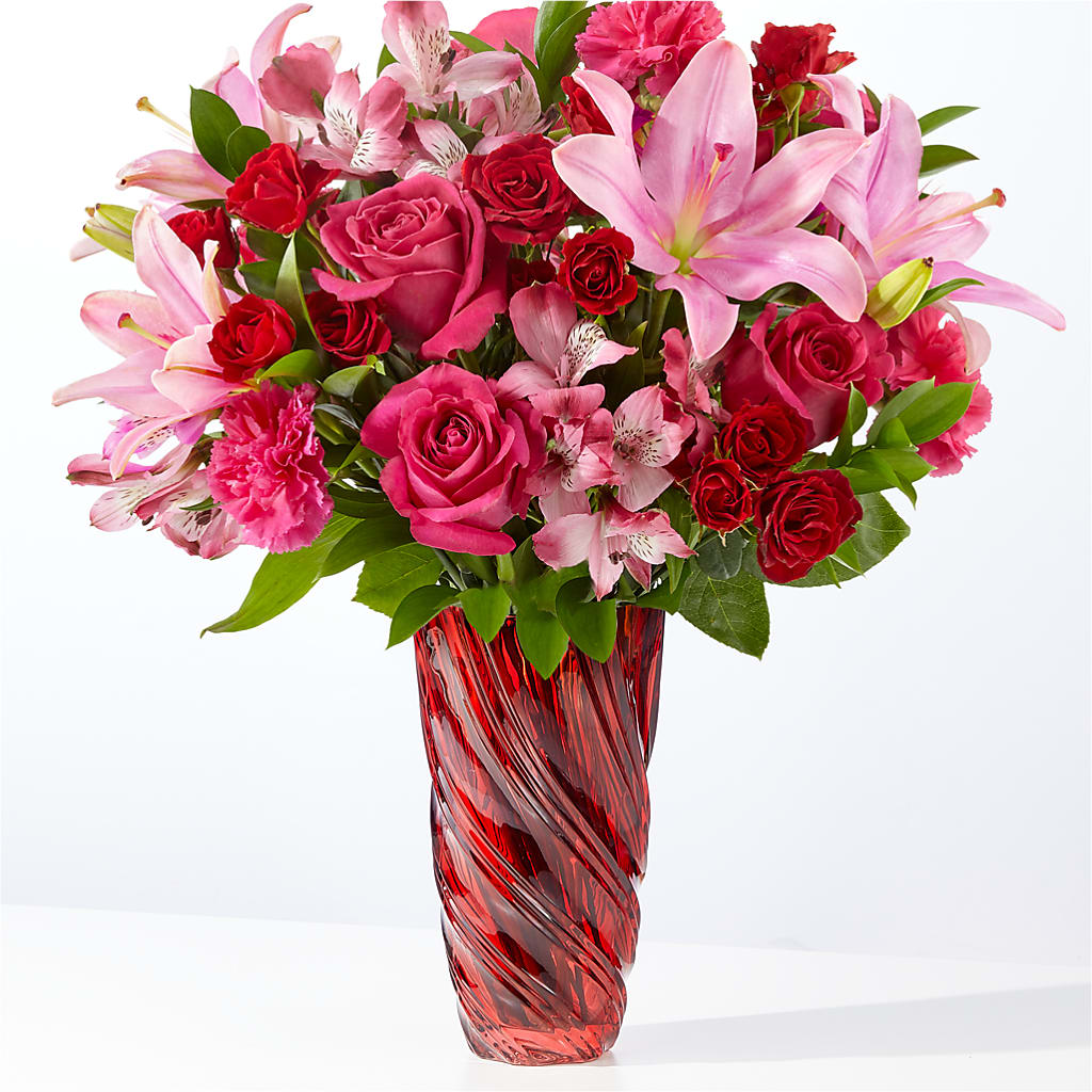 In Love Bouquet with Luxe Swirl Vase – Brown Pleasance Florists Inc, Lakewood OH