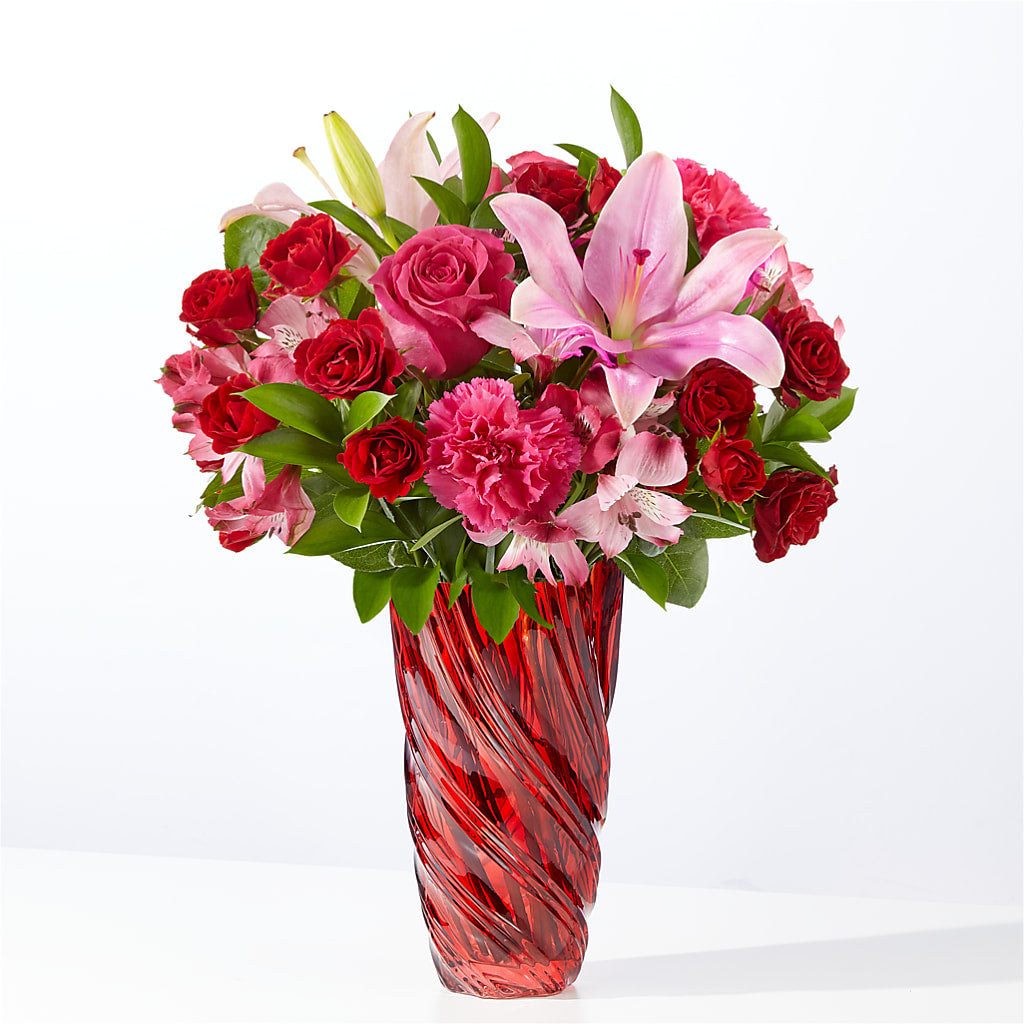 In Love Bouquet with Luxe Swirl Vase – Brown Pleasance Florists Inc, Lakewood OH