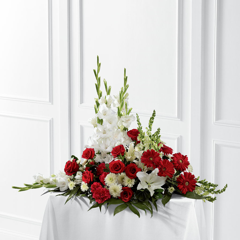 Crimson & White Arrangement – Brown Pleasance Florists Inc, Lakewood OH