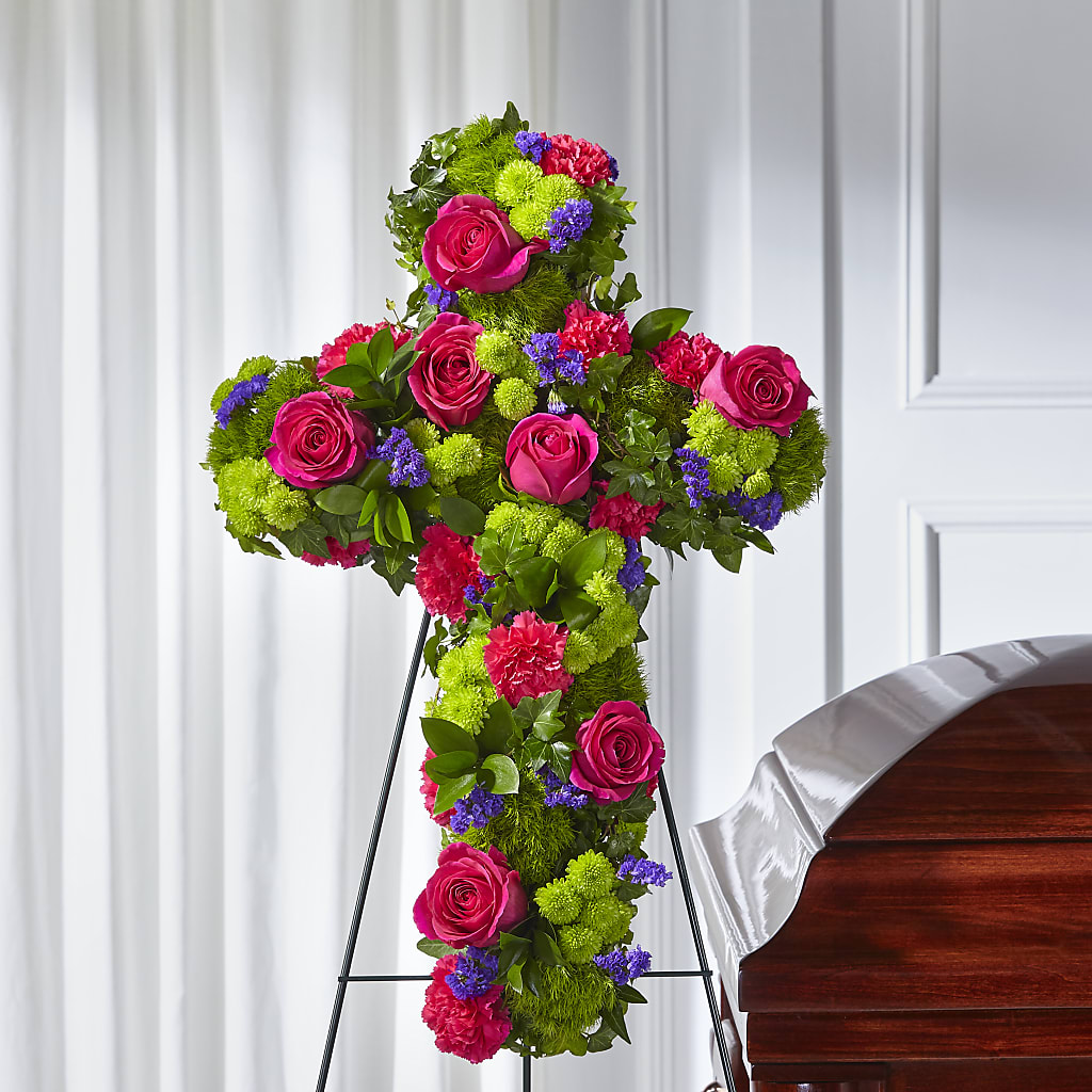 Tribute Rose Floral Cross – Brown Pleasance Florists Inc, Lakewood OH