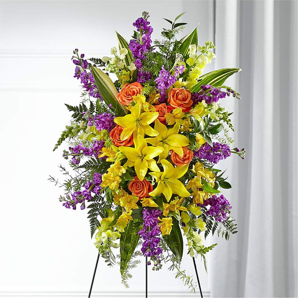 Thoughtful Prayers Standing Spray – Brown Pleasance Florists Inc, Lakewood OH