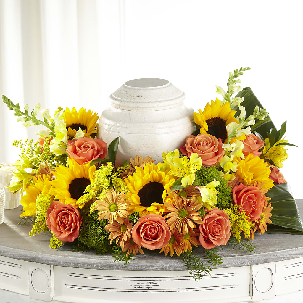 Faithful Sunflower Cremation Adornment – Brown Pleasance Florists Inc, Lakewood OH
