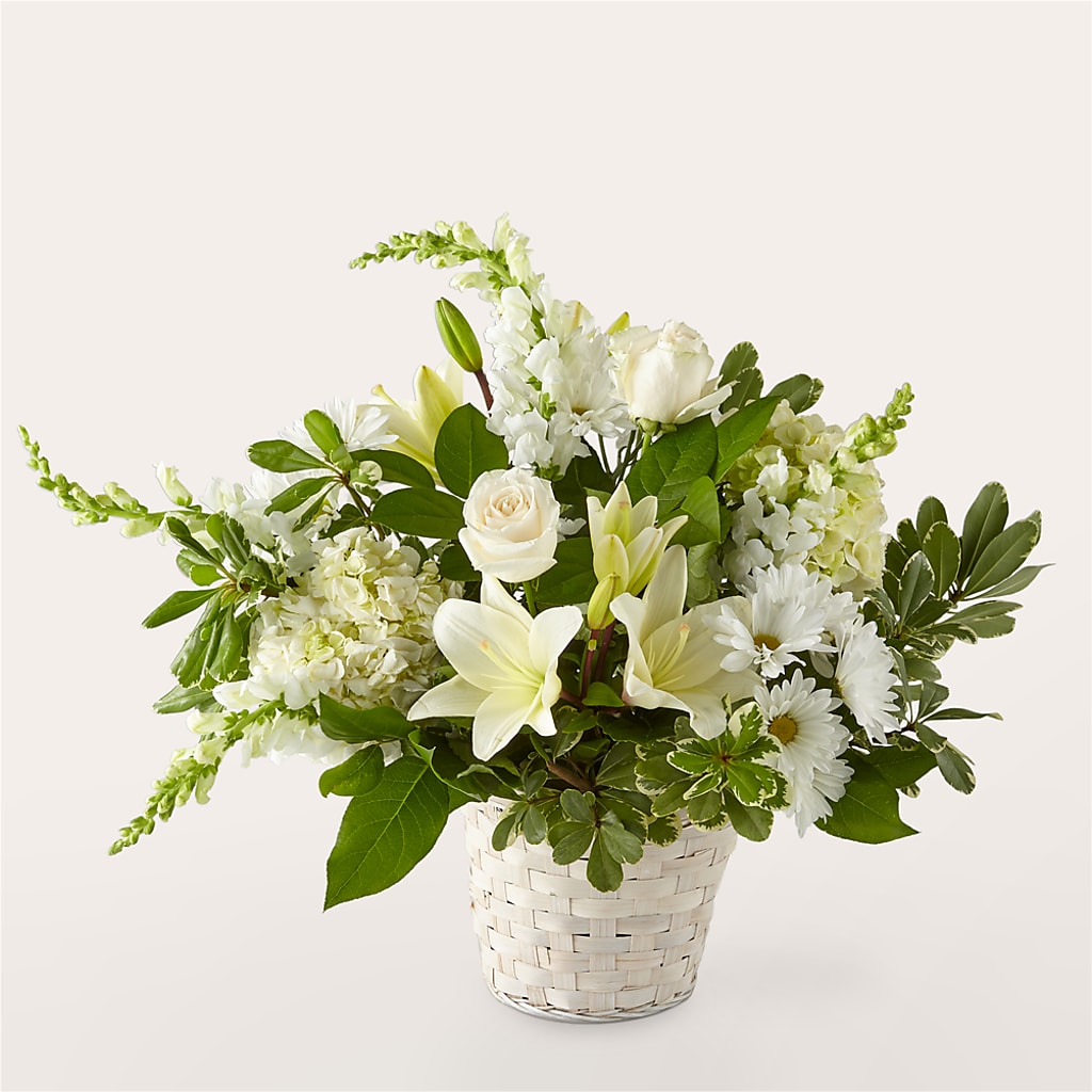 Ivory Elegance Floral Basket – Brown Pleasance Florists Inc, Lakewood OH