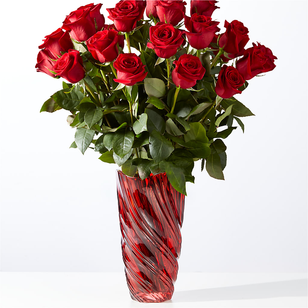Classic Love Red Rose Bouquet with Luxe Swirl Vase – Brown Pleasance Florists Inc, Lakewood OH