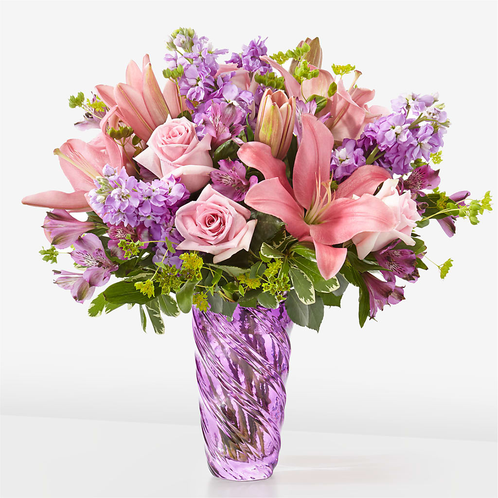 Precious Petals Bouquet with Luxe Swirl Vase – Brown Pleasance Florists Inc, Lakewood OH