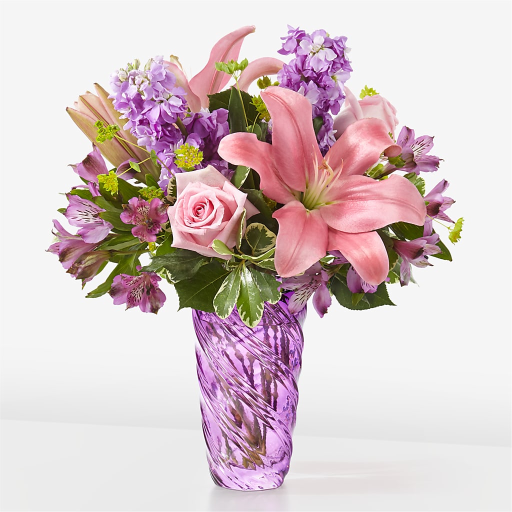 Precious Petals Bouquet with Luxe Swirl Vase – Brown Pleasance Florists Inc, Lakewood OH