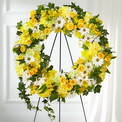 Golden Remembrance Wreath –  Brown Pleasance Florists Inc, Lakewood OH