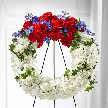 Patriotic Passion Wreath –  Brown Pleasance Florists Inc, Lakewood OH