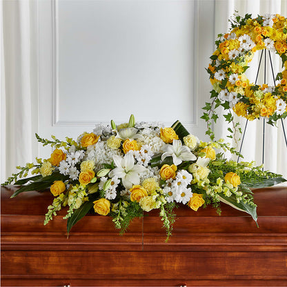 Golden Harmony Casket Spray –  Brown Pleasance Florists Inc, Lakewood OH