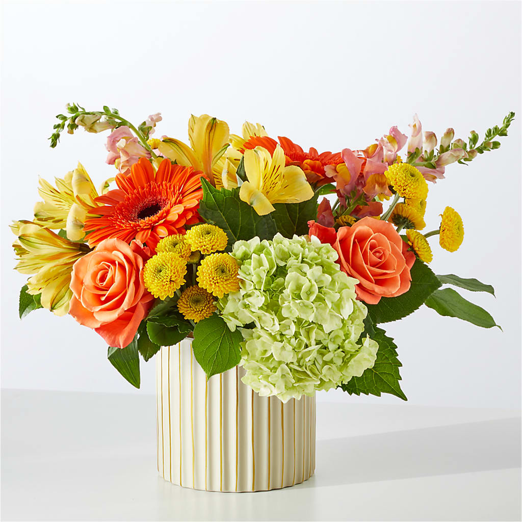 Autumn Sunshine Bouquet with Ivory Vase –  Brown Pleasance Florists Inc, Lakewood OH