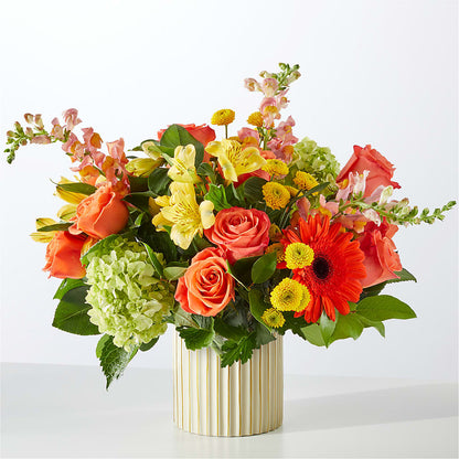 Autumn Sunshine Bouquet with Ivory Vase –  Brown Pleasance Florists Inc, Lakewood OH