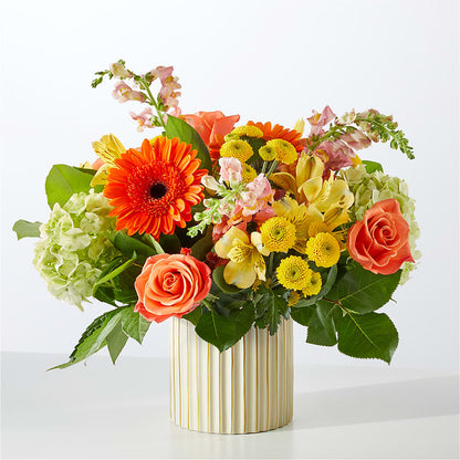 Autumn Sunshine Bouquet with Ivory Vase –  Brown Pleasance Florists Inc, Lakewood OH