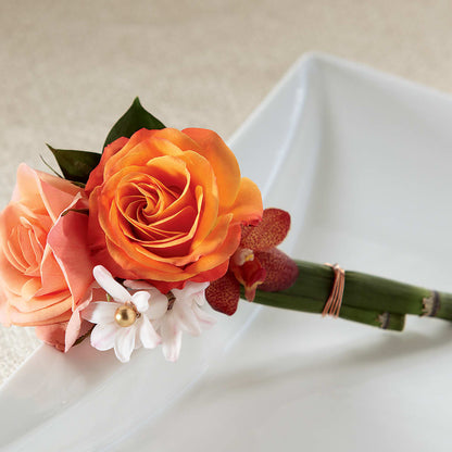 Sunset Dream Boutonniere –  Brown Pleasance Florists Inc, Lakewood OH