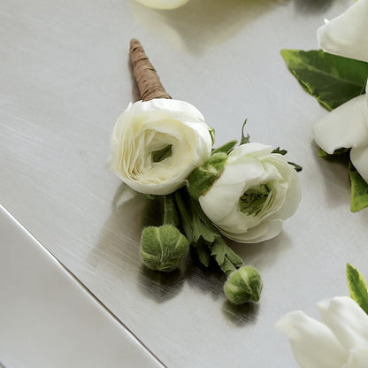 White Ranunculus Boutonniere –  Brown Pleasance Florists Inc, Lakewood OH