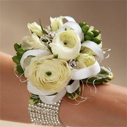 White Wedding Corsage –  Brown Pleasance Florists Inc, Lakewood OH